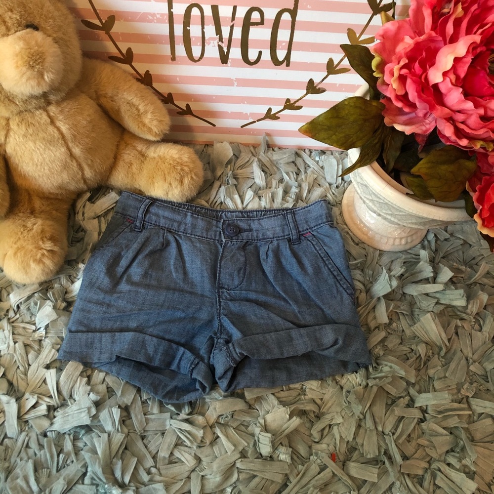 Chambray toddler girl shorts